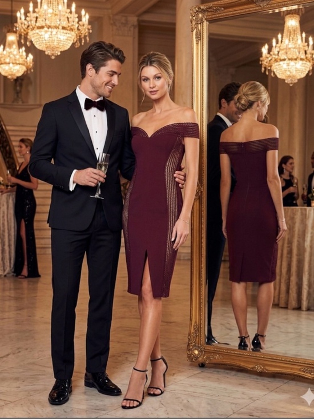 🤩🤩Nicholas Cold Shoulder Bandage Dress Knee-Length Plum
US 4